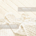 Exclusivo Mezcla Fleece Bed Blanket Queen Size, Super Soft and Warm Blankets for Couch, Sofa and Bed Waffle Textured, Cozy, Fuzzy and Lightweight (Ivory, 90x90 Inches)