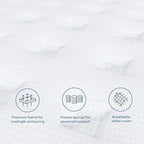 Coolvie Queen Mattress Firm, Strong Coils Hybrid Mattresses for Extra Lumbar & Hip Support, Cooling Knit Fabric Cover- CertiPUR-US® Certified Foam/ 80x60x12, 12 Inch Mattress Queen Size in a Box