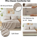 CozyLux Full Size Comforter Sets Linen - 7 Pieces Bed in a Bag Full, Luxury Soft Bed Set for All Seasons, Bedding Set with Down Alternative Comforter, Sheets, Pillowcases & Shams