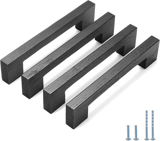 Black Square 7-1/2in 10 pcs Wooden Drawer Pulls Handle pulls for cabinets Kitchen Cabinet Drawer pulls Cabinet Door Pull