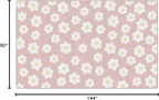 Flagship Carpets Schoolgirl Style Retro Daisies on Pink Educational Area Rug for Kids Room Seating Décor, Children's Classroom, Play Carpet for Teaching and Playroom, 7'6 "x 12'