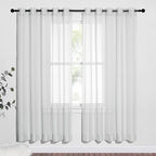 NICETOWN Sheer Window Curtains for Living Room, Grommet Lightweight Gauzy Textured Sheer Panels Window Treatment for Boys/Modern Bedroom, Light Gray, W70 x L72, 2 PCs