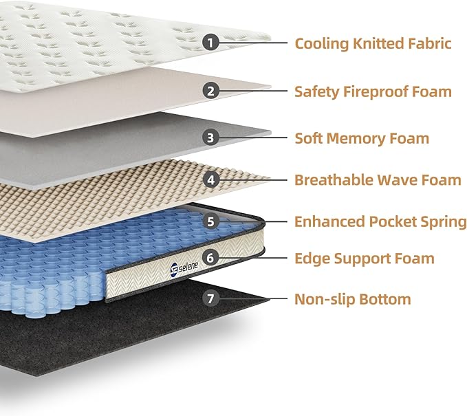 Queen Mattresses, 10 Inch Mattress Queen Size with Pocket Spring and Memory Foam for Pressure Relief, Motion Isolation, Edge Support, Medium Firm Mattress in a Box, CertiPUR-US, White