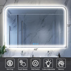 LED Bathroom Mirror, 48"x 32" LED Mirror with Lights for Bathroom, Lighted Vanity Mirrors for Wall, Anti-Fog, Dimmable, Tempered Glass, Memory Function, 3 Colors, Safe Use (White)