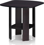 Furinno SIMPLE DESIGN Side Table, 2-Tier End Table, Open Shelves Night Stand, Bedside Table, for Living Room, Bedroom, Dark Walnut