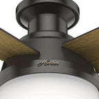 Hunter 52 inch Indoor Ceiling Fan with LED Light and Remote Control - Bronze Modern Ceiling Fan, Low Profile Mount, 4 Blades, For Bedroom, Living Room, or Kitchen, Quiet - Dempsey 59447, Noble Bronze
