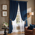 Lazzzy Velvet Blackout Curtains Thermal Insulated Room Window Drapes Super Soft Luxury Curtains for Living Room Bedroom Rod Pocket 2 Panels, Dark Blue, 52" W x 84" L