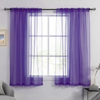 HUTO Purple Sheer Curtains 54 inches Long for Bedroom Top Rod Pocket Sheer Window Panels Curtains for Nursery Living Room 52 by 54 Inch Length Set of 2