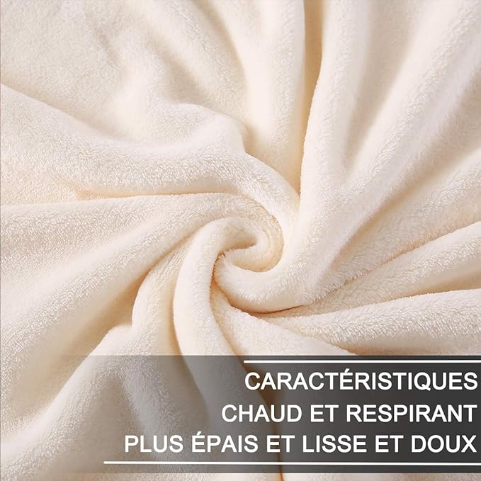 HOZY Soft Blanket Travel Size Fleece Warm Fuzzy Throw Blankets for The Bed Sofa Lightweight 350GSM Ivory 50"*61"