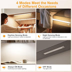 Gritin 14.7inch Under Cabinet Lighting Rechargeable - 128 LED Super Bright, 3-Color&5 Level Brightness, 4 Modes, Motion Sensor, Long Lasting-Easy Installation Magnetic Closet Lights - 2 Pack-Silver