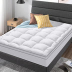 Full Size Mattress Topper for Back Pain, Cooling Extra Thick Mattress Pad Cover with 8-21 inch Deep Pocket, Plush Pillow Top Mattress Topper Overfilled with Down Alternative, Full Size, White