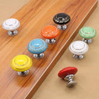 HUAMULAN 15 Pack Ceramic Knob Simple Dresser Kitchen Round Cabinet Pulls,Zinc Alloy Base Cupboard Wardrobe Drawer Door Handles,3 Size Screws