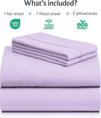 LuxClub 4 PC King Sheet Set, Breathable Luxury Bed Sheets, Deep Pockets Wrinkle Free Cooling Bed Sheets Machine Washable Hotel Bedding Silky Soft - Lavender King