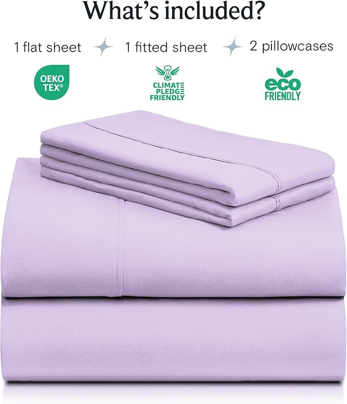 LuxClub 4 PC King Sheet Set, Breathable Luxury Bed Sheets, Deep Pockets Wrinkle Free Cooling Bed Sheets Machine Washable Hotel Bedding Silky Soft - Lavender King