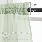 OVZME Light Green Sheer Curtains 96 Inches Long 2 Panels - Soft Light Filtering Window Sheer Panels for Living Room/Bedroom, Top Dual Rod Pocket, 1 Pair, Each 42Wx96L Inches