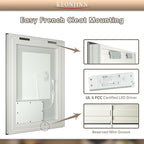 Keonjinn LED Bathroom Mirror 48" x 24" with Frontlit and Backlit, Stepless 3 Colors Temperature & Dimmable Wall Mirror, Tempered Glass, UL Listed LED Driver, Double LED Strips Lighted Vanity Mirror