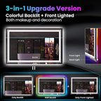 LED Mirror for Bathroom, 72"X32" with 8 RGB Backlit +3 Front Lit (Adjustable Individually), Anti-Fog, Large Lighted Bathroom Vanity Mirror for Wall,Shatterproof,Memory Function,Tempered Glass