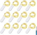 Fairy Lights CR2032 Battery Operated,6.6Ft/2Meter 20 LEDs Micro Silver Wire String Lights for Bedroom Christmas Party Wedding Decoration(Warm White, 12 Pack)