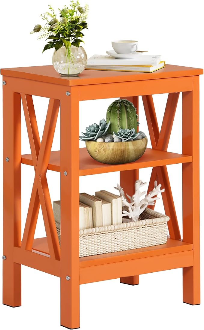 VECELO Modern Nightstands X-Design Side End Table Night Stand with Storage Shelf for Bedroom,Living Room,