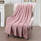 Exclusivo Mezcla Fleece Throw Blanket for Couch, Sofa, 300GSM Super Soft and Warm Blankets, Dusty Pink Throw All Season Use, Cozy, Plush, Lightweight, 50x60 Inches