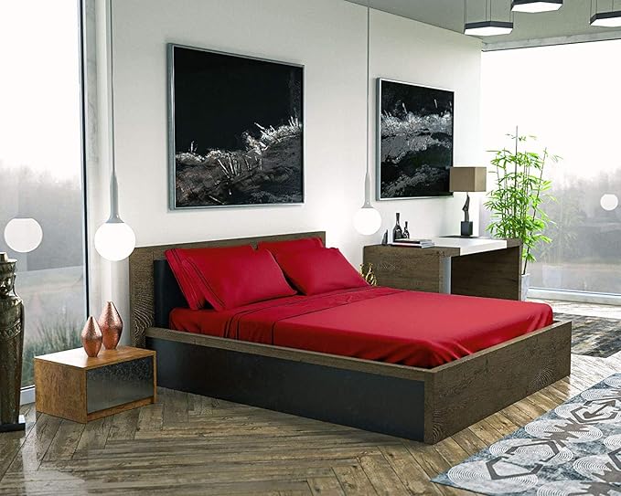 DREAMCARE Queen Sheet Set – 6 pcs Cooling Bed Sheets – up to 15” Deep Sheets Queen Size Bed Set – 2500 Supreme Collection – Extra Soft 100% Brushed Microfiber Hotel Luxury with Side Pocket – Burgundy