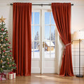Lazzzy Velvet Blackout Curtains Thermal Insulated Room Window Drapes Super Soft Luxury Curtains for Living Room Bedroom Rod Pocket 2 Panels, Rust Red, 52" W x 90" L