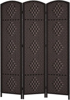 Rose Home Fashion 6 ft Tall Room Divider, Room Dividers and Folding Privacy Screens, 15.7in Privacy Screen 3 Panel Partition Temporary Wall Separation for Private, Dark Coffee