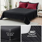 HYMOKEGE Red & Black King Size Comforter Set Seersucker 7 Pieces, All Season Luxury Bed in a Bag for Bedroom, Bedding Set with Comforters, Sheets, Pillowcases & Shams