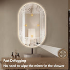 40" x 24" Oval LED Mirror for Bathroom, Backlit Vanity Mirror with Lights, Frameless Smart Wall Mirror, 3 Colors Stepless Dimmable, Anti-Fog, Shatterproof, Memory, CRI95+(Horizontal/Vertical)