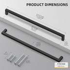 goldenwarm 45 Pack 11-1/3 Inch Black Cabinet Handles Matte Black Drawer Pulls Stainless Steel Cabinets Hardware Square Bar Modern for Kitchen Bathroom Cupboard