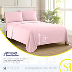 Twin Sheets - Breathable Luxury Sheets with Full Elastic & Secure Corner Straps Built In - 1800 Supreme Collection Extra Soft Deep Pocket Bedding Set, Sheet Set, EXTRA DEEP pocket - Twin, Pale Pink