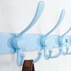 Dseap Coat Rack Wall Mounted - 5 Tri Hooks, Heavy Duty, Stainless Steel, Metal Coat Hook Rail for Coat Hat Towel Purse Robes Mudroom Bathroom Entryway, Blue