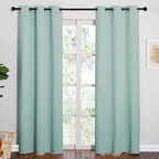 NICETOWN Thermal Insulated Solid Grommet Blackout Curtains/Drape for Living Room (Aqua, 1 Pair, 42 by 84-Inch)