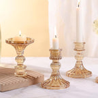 Taper Candle Holder Set of 6, Gold Candle Holder & Vintage Candlestick Holder, Glass Candlestick Holder for Table Centerpieces, Fall, Christmas, Autumn, Thanksgiving Decor
