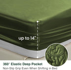 Love's cabin California King Satin Sheet Sets - 4 Piece Sage Silky Sheets Bed Set with Deep Pocket, Luxury Silk Feel Satin Cal King Sheet Set (1 Flat Sheet,1 Fitted Sheet,2 Pillow Cases)