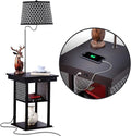 Brightech Madison Side Table with Lamp Combo with LED Bulb, Desk Lamp with USB Port, Bedside Reading Light, Modern End Table with Floor Lamp for Bedroom, Living Room, Office - Black