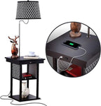 Brightech Madison Side Table with Lamp Combo with LED Bulb, Desk Lamp with USB Port, Bedside Reading Light, Modern End Table with Floor Lamp for Bedroom, Living Room, Office - Black