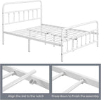 Yaheetech Classic Metal Platform Bed Frame Mattress Foundation with Victorian Style Iron-Art Headboard/Footboard/Under Bed Storage/No Box Spring Needed/Queen Size White