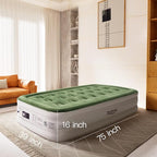 Twin Air Mattress with Built Pump, 16" Durable Blow Up Mattress Airbed, Comfortable Top Surface Inflatable Mattress for Camping Home & Portable Travel