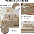 CozyLux Queen Comforter Set Taupe - Bed in a Bag Queen Size 7 Pieces, Luxury Soft Bed Set for All Seasons, Bedding Set with Down Alternative Comforter, Sheets, Pillowcases & Shams