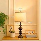 27.5" Farmhouse Table Lamps Set of 2 Bedside Lamp with USB C+A Ports & AC Outlet, 3 Way Dimmable Touch Lamps for Living Room Bedroom Office Hallway Rustic Nightstand Traditional Lamp