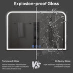 LED Bathroom Mirror, 48"x 36" LED Mirror with Lights for Bathroom, Lighted Vanity Mirrors for Wall, Anti-Fog, Dimmable, Tempered Glass, Memory Function, 3 Colors, Safe Use (White)