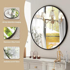 HARRITPURE Round Mirror 36 Black Wall Mounted Circle Mirrors Vanity Mirror with Brushed Aluminum Alloy Frame Modern Decoration for Bathroom, Living Room, Vanity, Bedroom, Entryway