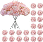 20 Pcs Pink Hydrangea Artificial Flowers Bulk, Faux Hydrangea Flowers Heads, Artificial Fake Silk Hydrangea Flowers with Stems, Pink Flowers Artificial for Decoration Wedding Décor