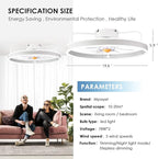 Ceiling Fans with Led Lights and Remote for Bedroom- Low Profile Flush Mount- 20” Modern Bladeless Enclosed Small Ceiling Fans with Stepless Dimming