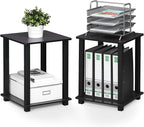 Furinno SIMPLISTIC Side Table Set of 2, 2-Tier End Table, Nightstand, Night Stand, Bedside Table, Easy Assembly, for Living Room, Bedroom, Dark Walnut