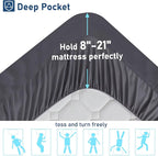 Full Mattress Topper Extra Thick Pillowtop Cooling Mattress Topper Plush Mattress Pad Cover Protector with 8-21 Inch Deep Pocket 3D Snow Down Alternative Fill Grey