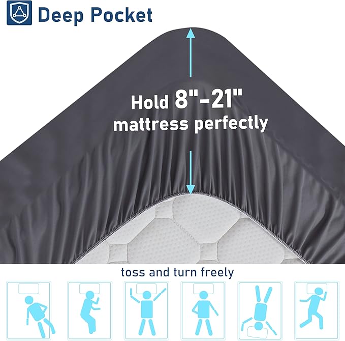 California King Mattress Topper Extra Thick Pillowtop Cooling Mattress Topper Plush Mattress Pad Cover Protector with 8-21 Inch Deep Pocket 3D Snow Down Alternative Fill Grey
