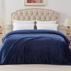 Exclusivo Mezcla Fleece Blanket King Size for Bed, Super Soft and Warm, All Season Use, Cozy, Plush, Lightweight, 120x120 Inches, Navy Blue