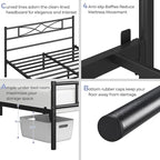 Yaheetech Metal Queen Platform Bed Frames Mattress Foundation with Storage/Curved Design Headboard/NO Box Spring Needed/Heavy-Duty Support/Easy Assembly, Queen, Black